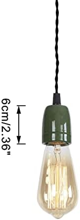 3-Lights H Track Pendant Light Green Ceramic Base
