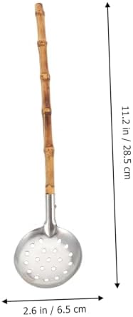 GRIRIW Sturdy Stainless Steel Bamboo Hot Pot Ladle