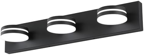 Bicrink 3-Light Matte Black Vanity Light Over Mirror
