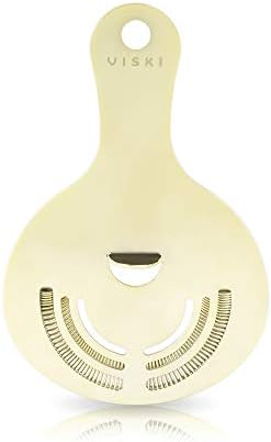 Viski Hawthorne Bar Strainer - Gold Plated Stainless Steel with Handles