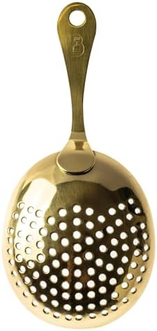 Bull in China Julep Strainer with Handle - 100 Brass