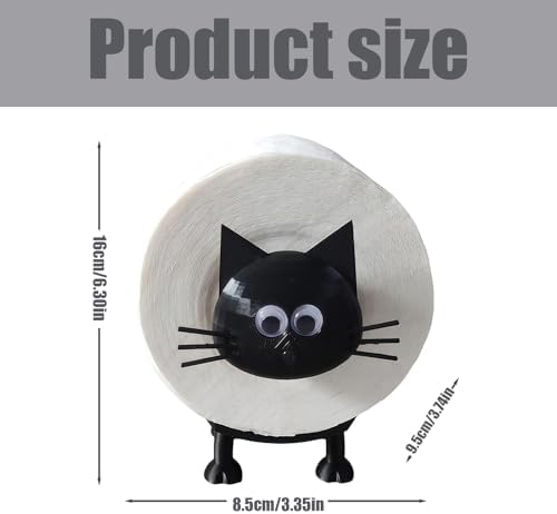 Cute Black Cat Toilet Paper Holder - 4D Printed Decor