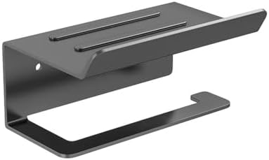 Matte Black Toilet Paper Holder with Bathroom Shelf