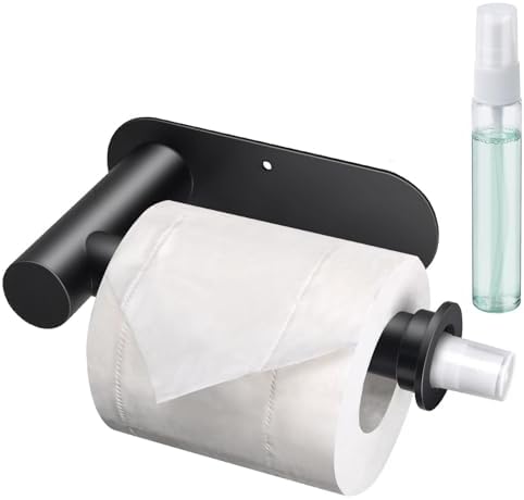 Wall Toilet Paper Holder with Hidden Spray Bottle - Black 1