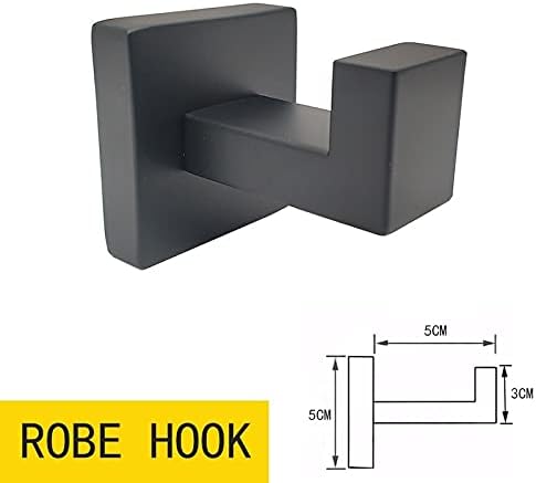 TYZK Shower Shelves Hardware Set Black Robe Hook Towel Rail