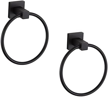 Orlif 2 Pack Black Stainless Steel Towel Ring for Bathroom