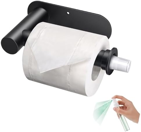 Wall Toilet Paper Holder with Hidden Spray Bottle - Black 1