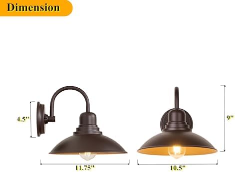 FLALINKO 2 Pack Bronze Barn Wall Lights