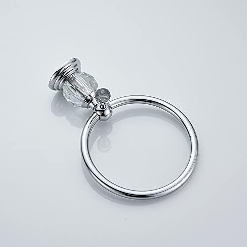 WOLIBEER Chrome Towel Ring with Crystal Balls