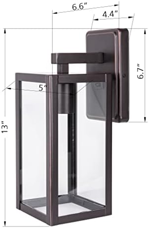 LIT-PaTH 2-Pack Wall Lantern with E26 Base Glass Shade