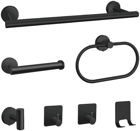 7-Piece Brushed Black Bathroom Hardware Set
