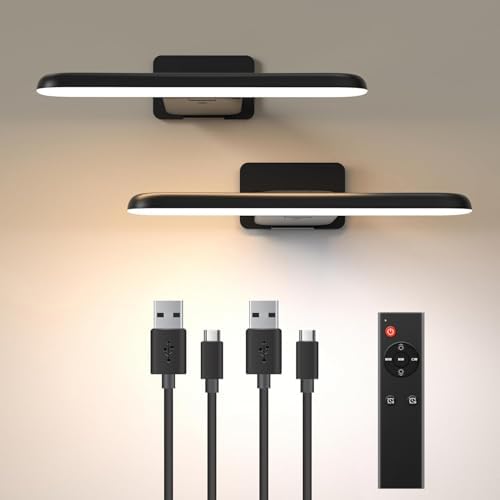 NARUNDREN 2 Pack Rechargeable Picture Lights for Wall with Remote Control