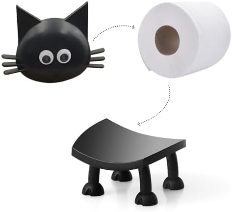 Cute Black Cat Toilet Paper Holder - 4D Printed Decor
