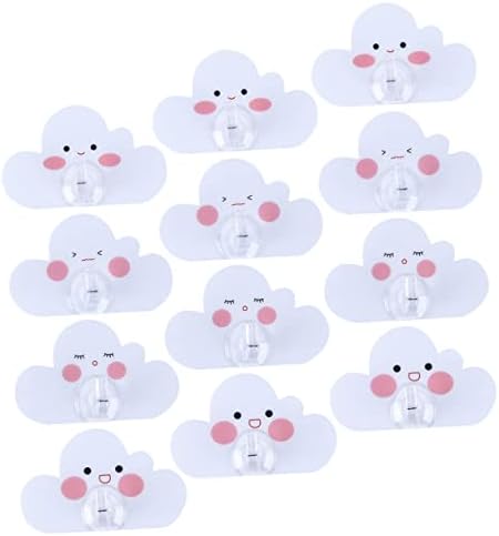 12pcs Cloud Shape Adhesive Wall Hooks for Coats Towels