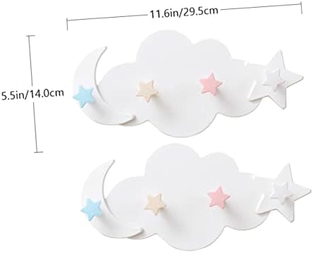 Healifty Adhesive Wall Hooks 2pcs Cloud Moon Star Design