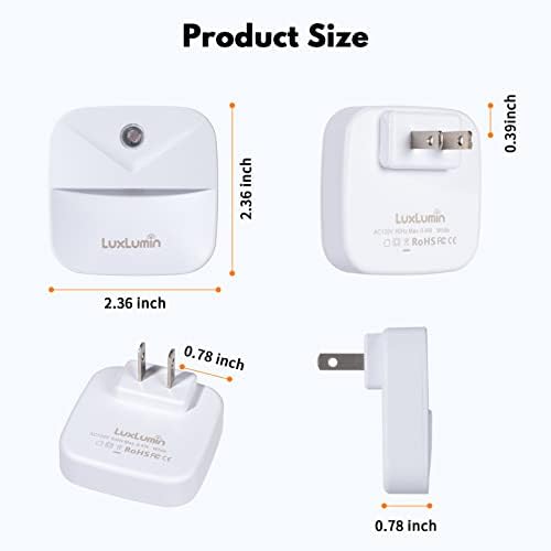 LuxLumin LED Night Lights with Dusk-to-Dawn Sensor 6 Packs