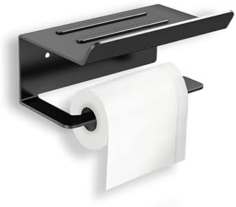 Matte Black Toilet Paper Holder with Bathroom Shelf