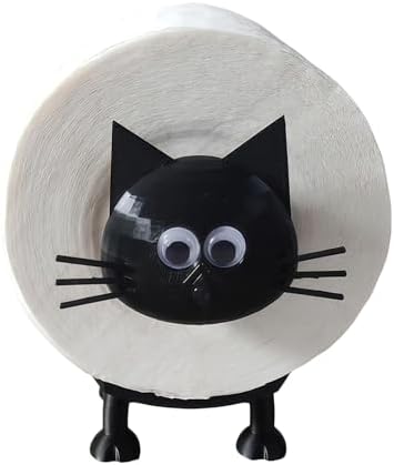 Cute Black Cat Toilet Paper Holder - 4D Printed Decor