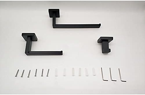 TYZK Shower Shelves Hardware Set Black Robe Hook Towel Rail