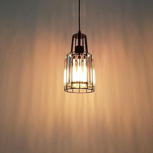 Adjustable Track Pendant Light with Crystal Shade and Smart Edison Bulbs