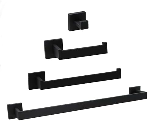SUNTAI 4-Piece Matte Black Bathroom Hardware Set 1