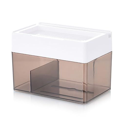 Cetomo Wall Mounted Toilet Paper Holder with Clear Brown Lid