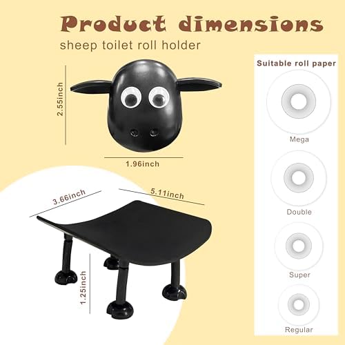 Beiskll Funny Sheep Toilet Paper Holder Black