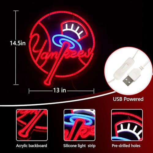 YANKEES Neon Signs Wall Decor LED 13145Inch