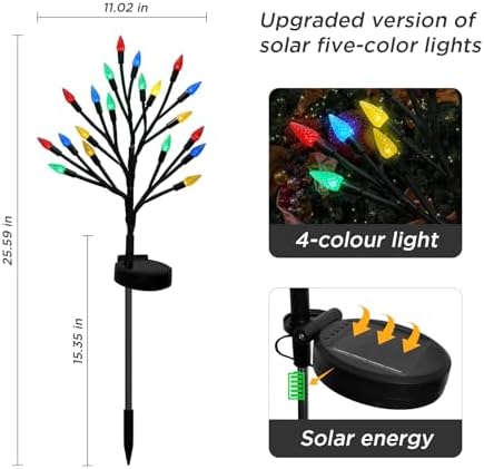 BeHiller Solar Strawberry Tree Lights 2PACK 40LED Outdoor Decor