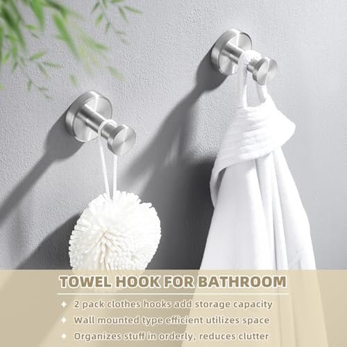 APLusee Towel Hook 2 Pack Brushed Nickel 1