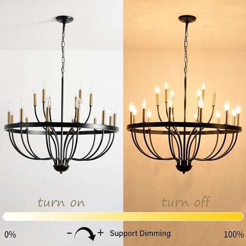 Modern Farmhouse 18 Light Chandelier Black Gold