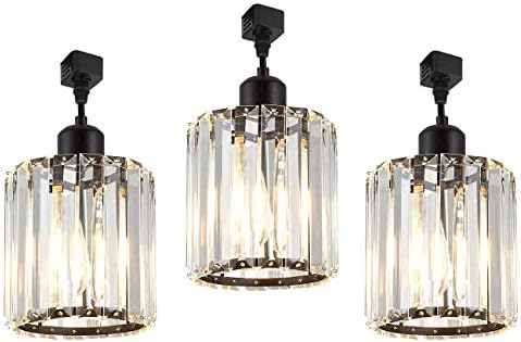 Kiven 3-Lights Track Lighting Pendant Dimmable Industrial Mini Glam Crystal