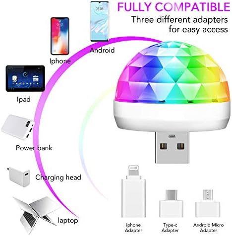 Lmaytech USB Mini Disco Ball Party Light 3 Packs