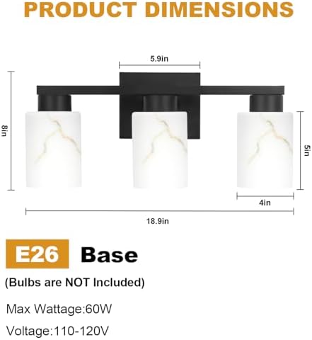 Mieloxiy 3-Light Black Metal Wall Lamp with Art Glass