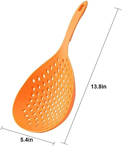 2 Pieces Plastic Skimmer Spoon with Handle White and Orange