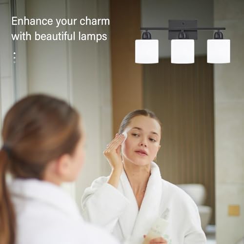 FAISHILAN 3-Light Black Vanity Light with Clear Glass Shades