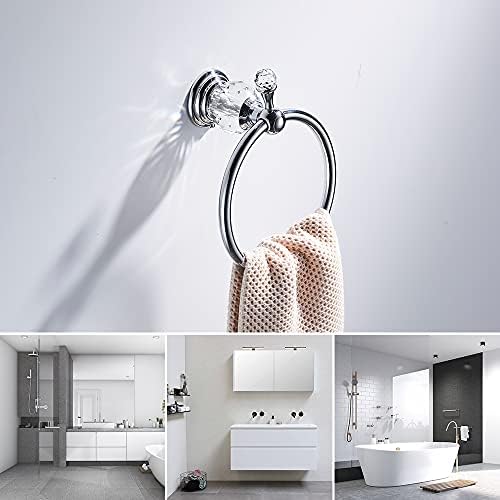 WOLIBEER Chrome Towel Ring with Crystal Balls