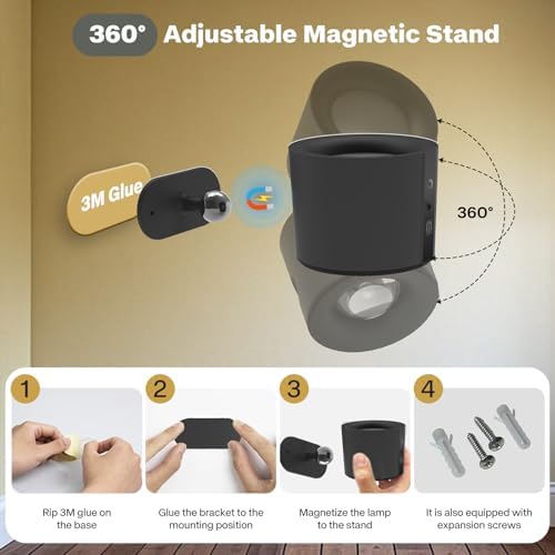 LED Spotlight Indoor Rechargeable Wall Lamp with Timer and Dual Light Source
