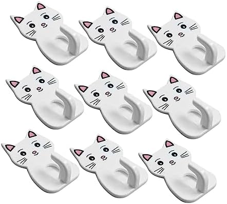 Amosfun 9PCS Adorable Cat Shaped Wall Hooks for Bathroom Storage
