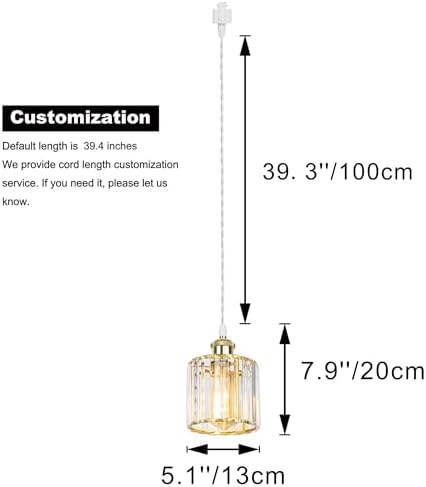 Kiven Crystal J Track Pendant Lights with Remote Control 3 Pack