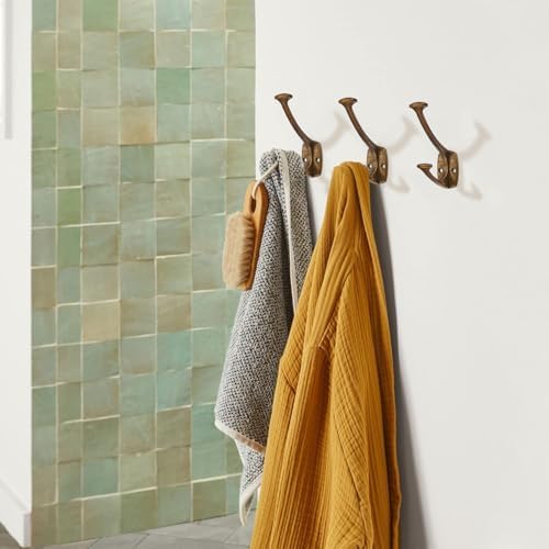 ZAUYX 2 Pack Heavy Duty Antique Brass Wall Hooks