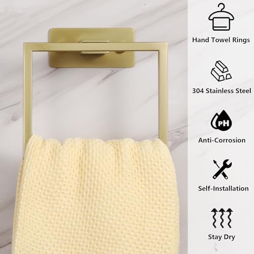 Brushed Gold Stainless Steel Towel Ring for Wall Mount