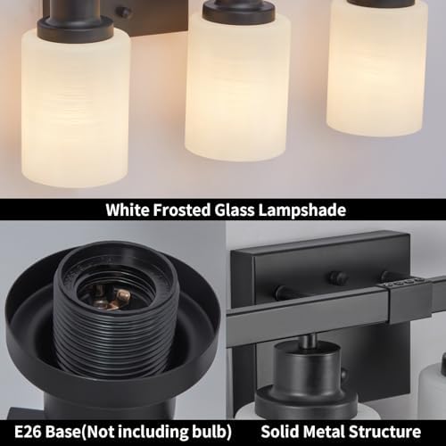 DIKAIDA 5-Light Matte Black Vanity Light Over Mirror