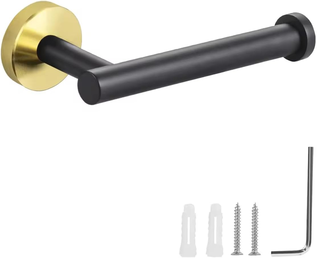 Cilee Black and Gold Toilet Paper Holder with Bracket