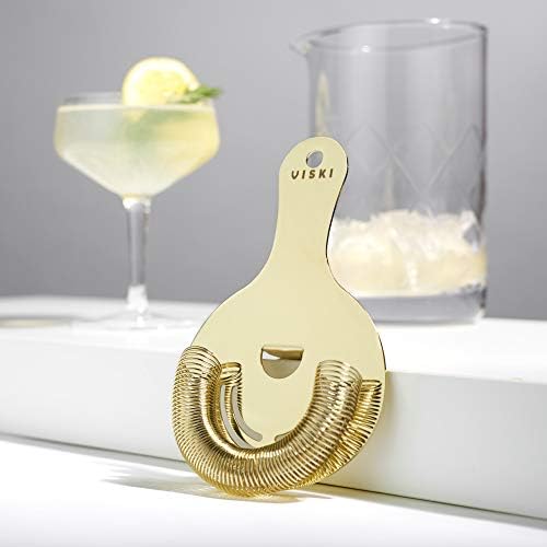 Viski Hawthorne Bar Strainer - Gold Plated Stainless Steel with Handles