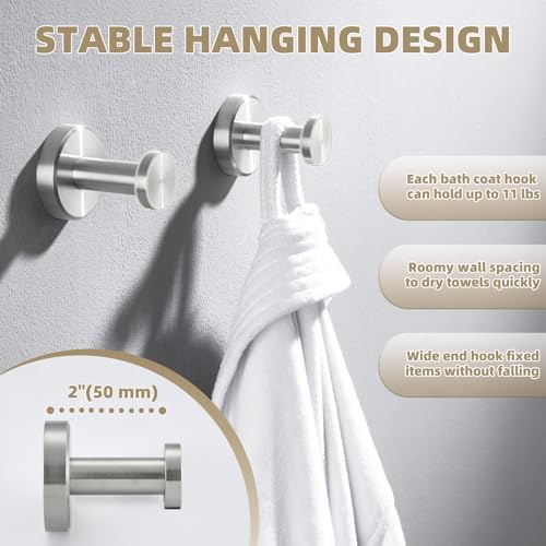 APLusee Towel Hook 2 Pack Brushed Nickel 1