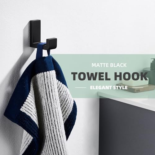 APLusee Robe Towel Hook - Matte Black 304 Stainless Steel L Shape