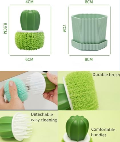 Dish and Pot Cleaning Brush with Holder Set - 3 Replaceable Brush Heads