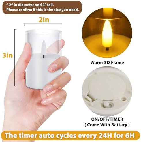 VIODAIM 12Pack Flameless LED Candles with Timer
