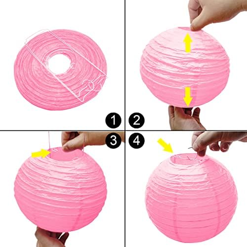 PheiLa 12 Pcs Pink Party Paper Lanterns Decorations